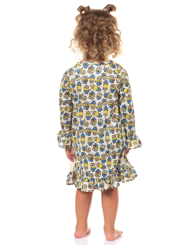 Despicable Me Toddler Girls Nightgown Minions Snuggle Sleep Long-Sleeve Raglan Pajama