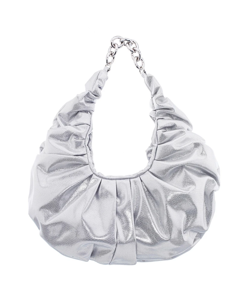Nina Ruched Metallic Hobo