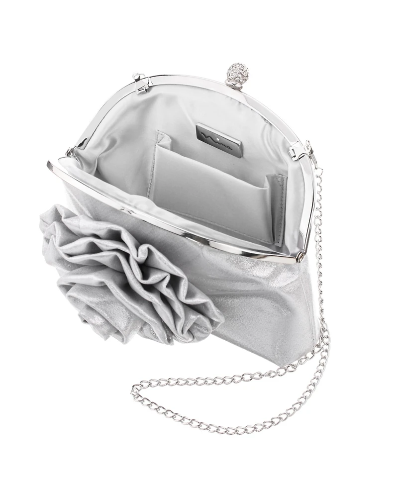 Nina Flower Embellished Frame Crossbody Clutch