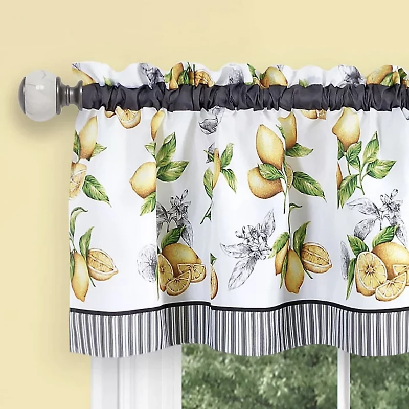 Kate Aurora Country Lemons Complete Cafe Style Kitchen Curtain Tier & Valance Set