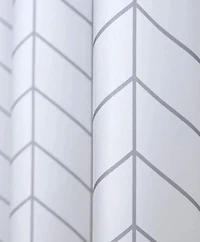Kate Aurora Modern Simplicity Medium Weight Herringbone Gray & White Water Resistant Fabric Shower Curtain - 70 in. Long
