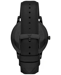 Emporio Armani Men's Black Leather Strap Watch 42mm