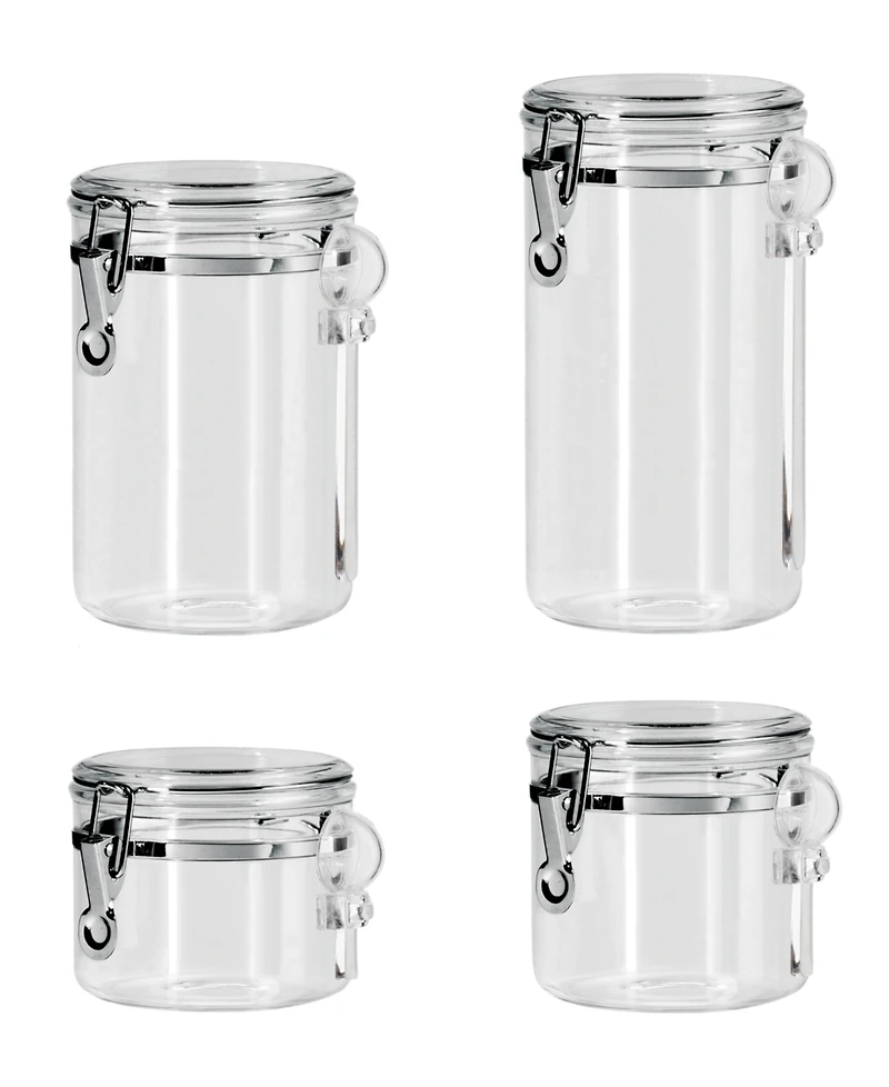 Oggi Clear Clamp 4 Piece Canisters with Scoops Set