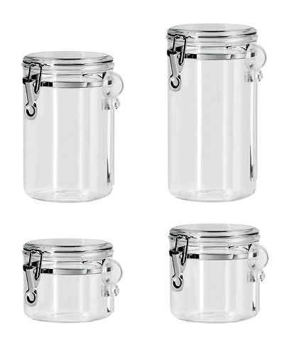 Oggi Clear Clamp 4 Piece Canisters with Scoops Set