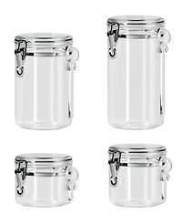 Oggi Clear Clamp 4 Piece Canisters with Scoops Set
