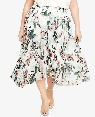 City Chic Plus Natalie Print Midi Skirt