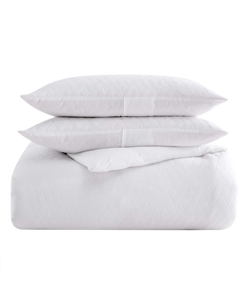 Closeout! Tommy Bahama Home Wicker Woven Solid 3 Piece Duvet Cover Set, Full/Queen