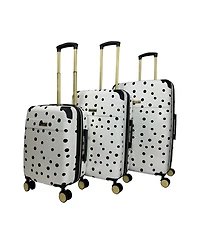 Jenni Chan Polka Dot 3-Piece Hardside Spinner Set
