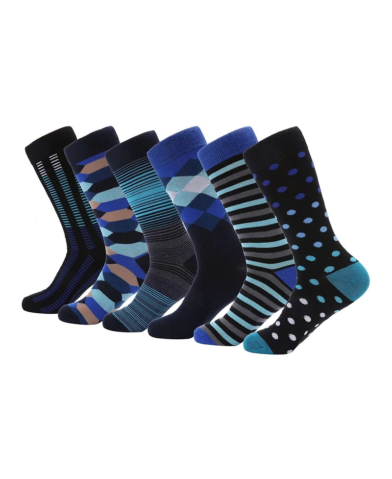 Mio Marino Men's Sharp Twilight Dress Crew Socks 6 Pack