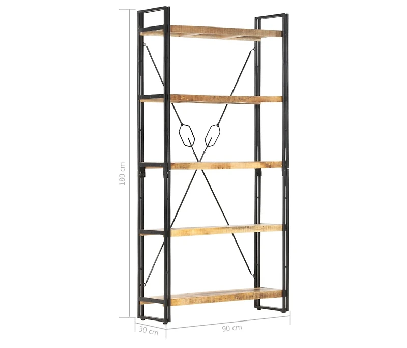 5-Tier Bookcase 35.4"x11.8"x70.9" Solid Mango Wood