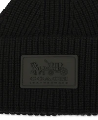 Coach Women's Classic Ribbed Tonal Patch Cuff Beanie