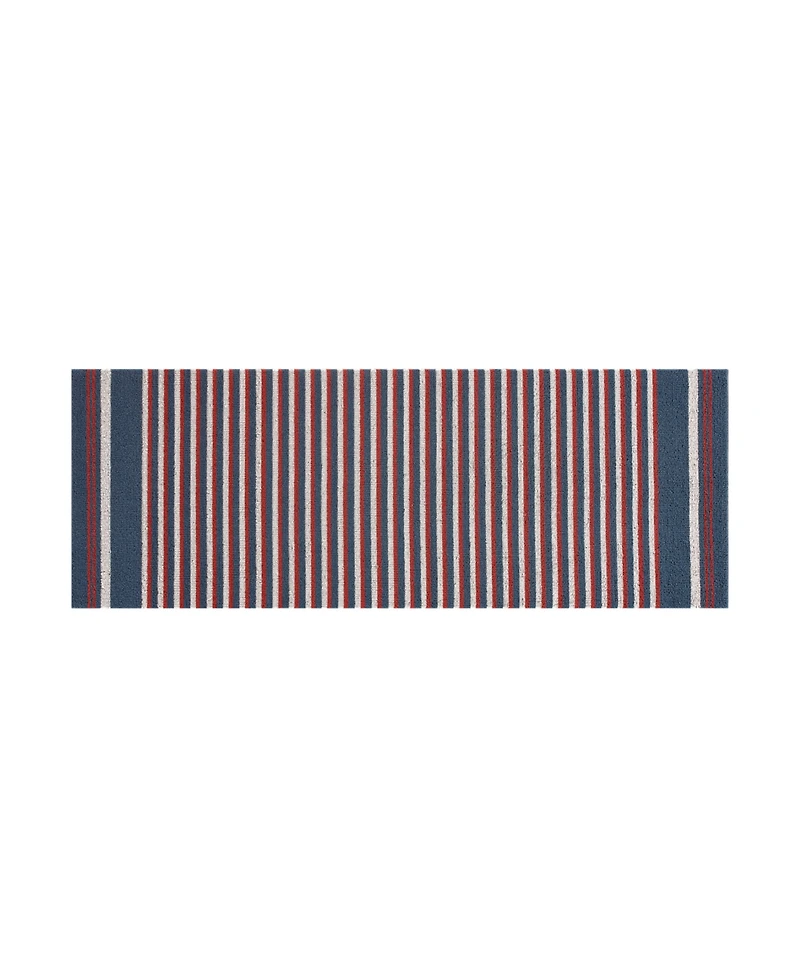 Nautica Polyvinyl Chloride Loop Utility Indoor or Outdoor Striped Mat, 17.5" x 48"