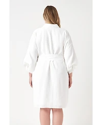 endless rose Plus Blouson Sleeve Belted Shirt Dress
