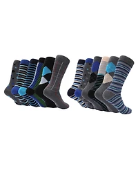 Men's Debonair Pop Dress Crew Socks 12 Pack