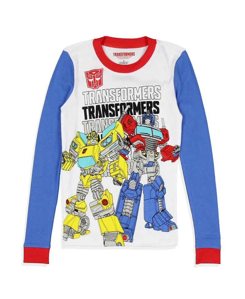 Transformers Boys Optimus Prime And Bumblebee Characters Logo Sleep Pajama Set