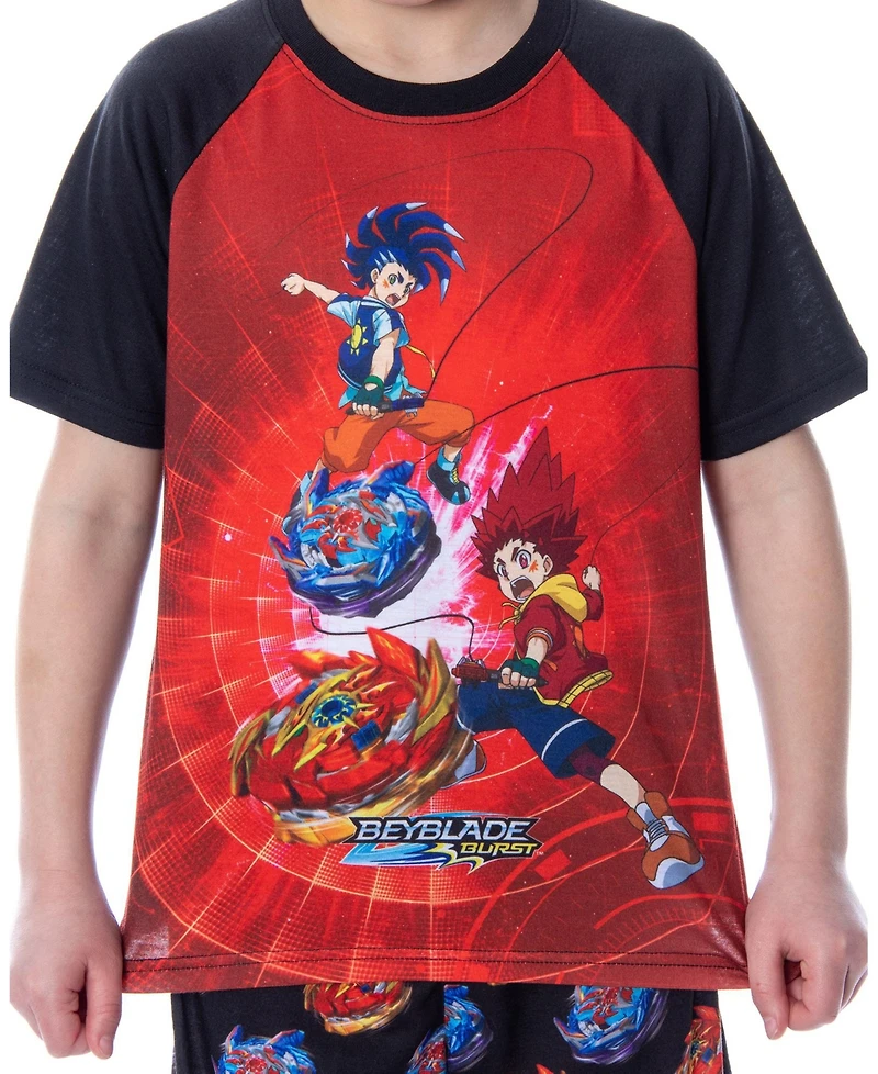 Beyblade Boys Burst Surge Hikaru and Hyuga 2PC T-Shirt Shorts Pajama Set