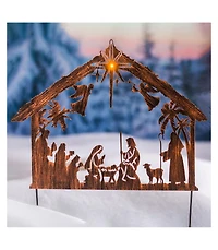 Evergreen 28"H Solar Illuminated Nativity Stake Garden and Yard Christmas Decor