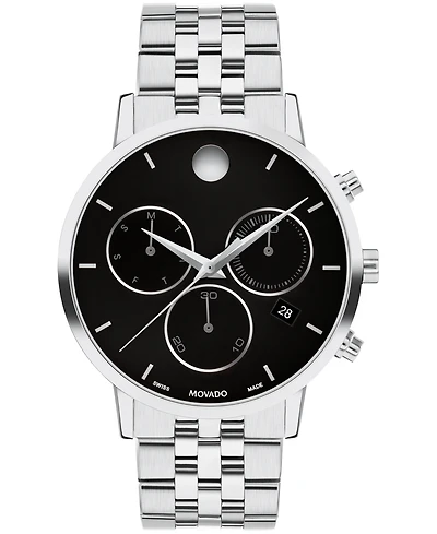 Movado Men's Museum Classic Swiss Quartz Chrono Silver Tone Stainless Steel Watch 42mm