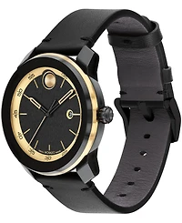 Movado Men's Bold Tr90 Swiss Quartz Black Leather Watch 42mm