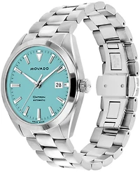 Movado Men's Datron Swiss Auto Silver Tone Stainless Steel Watch 40mm