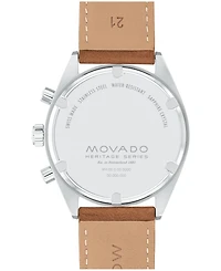 Movado Men's Datron Swiss Quartz Chrono Cognac Leather Watch 40mm