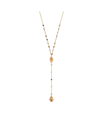 Benevolent Spirit - Tourmaline Evil Eye Hamsa Lariat Necklace