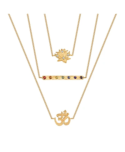 Aligned in Serenity - Lotus Om Chakra Bar Triple Layer Necklace
