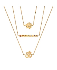 Aligned in Serenity - Lotus Om Chakra Bar Triple Layer Necklace