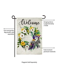 Evergreen Daisy Wreath Garden Burlap Flag 12.5 x 18 Inches Indoor Outdoor Decor