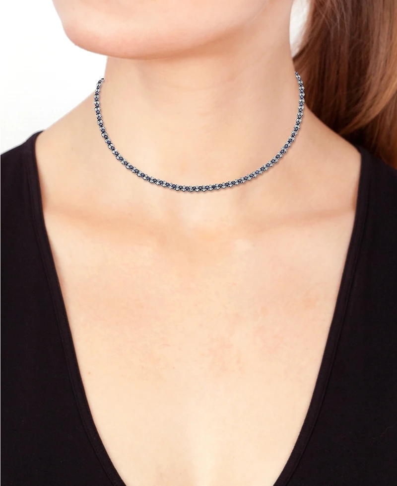Effy Sapphire (9-7/8 ct. t.w.) & Diamond (7/8 ct. t.w.) All-Around 18" Statement Necklace in Sterling Silver