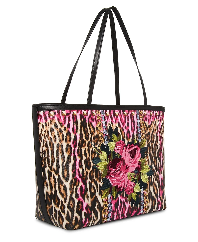 Betsey Johnson Leopard Embroidered Patch Tote