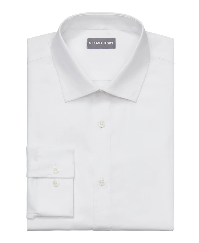 Michael Kors Men's Airsoft Slim Fit Untucked Length Wrinkle Free Stretch Dress Shirt