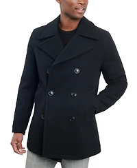 London Fog Men Double-Breasted Wool Blend Peacoat