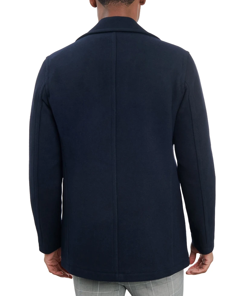 London Fog Men Double-Breasted Wool Blend Peacoat
