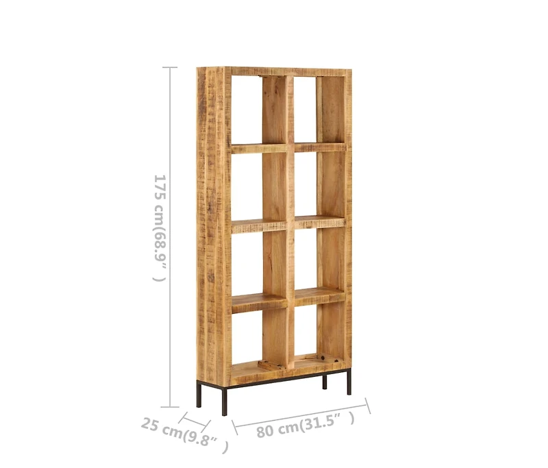 Bookshelf 31.5"x9.8"x68.9" Solid Mango Wood