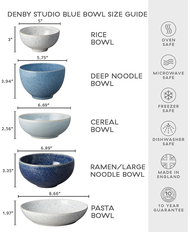 Denby Studio Blue 4-Pc. Rice Bowl Set