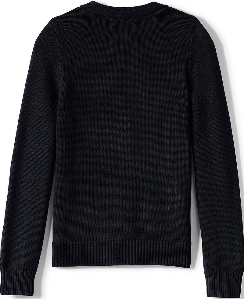 Lands' End Girls School Uniform Cotton Modal Button Front Cardigan Sweater