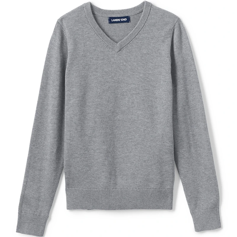 Lands' End Boys School Uniform Cotton Modal Fine Gauge V-neck Sweater