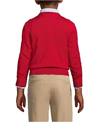 Lands' End Boys School Uniform Cotton Modal Fine Gauge V-neck Sweater