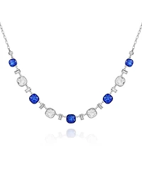T Tahari Silver-Tone Blue and Clear Glass Stone Statement Necklace, 18" + 3" Extender