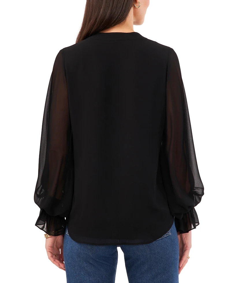 Vince Camuto Women's Split-Neck Long-Sleeve Top