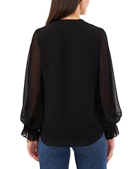 Vince Camuto Women's Split-Neck Long-Sleeve Top