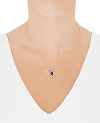Birthstone Gemstone & Diamond Accent Heart 18" Pendant Necklace 14k Gold-Plated Sterling Silver