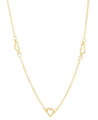Italian Gold Polished Open Heart Station 18" Collar Necklace in 10k Gold