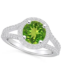 Macy's Peridot (2 ct. t.w.) and Diamond (1/2 Halo Ring 14K White Gold