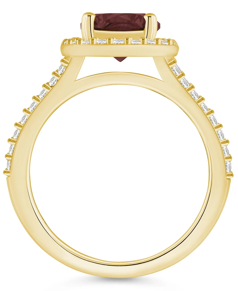 Macy's Garnet (2-1/2 ct. t.w.) and Diamond (1/2 Halo Ring 14K Yellow Gold