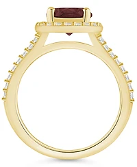 Macy's Garnet (2-1/2 ct. t.w.) and Diamond (1/2 Halo Ring 14K Yellow Gold