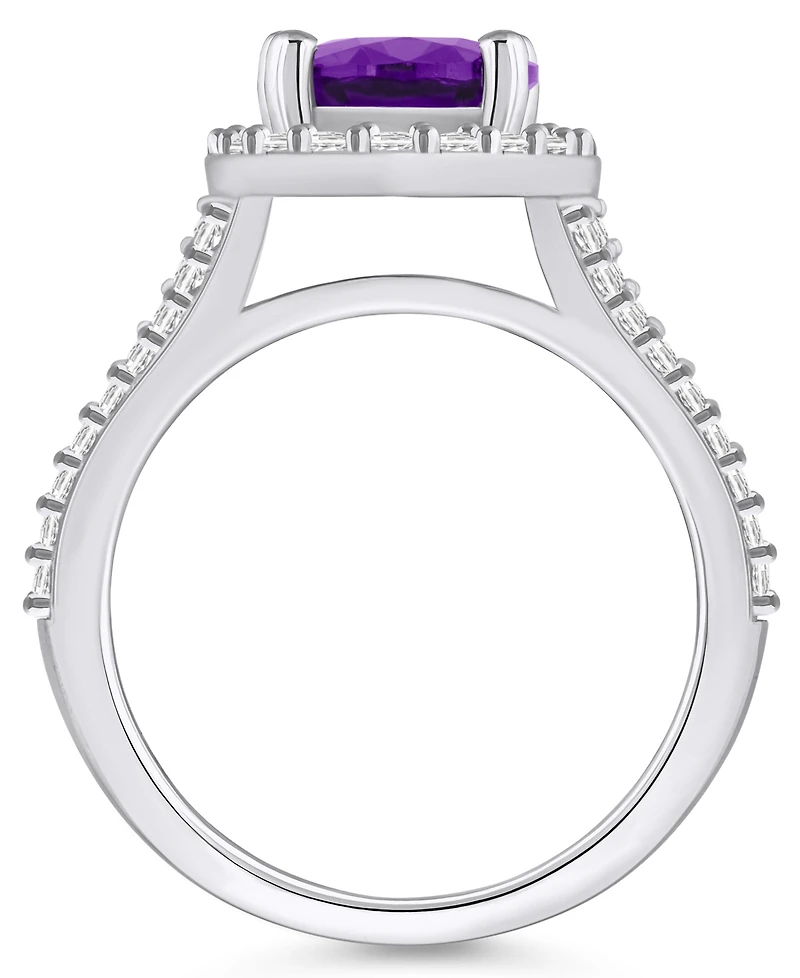 Macy's Amethyst (2-1/2 ct. t.w.) and Diamond (/ Halo Ring 14K White Gold