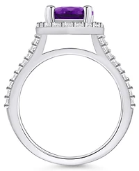 Macy's Amethyst (2-1/2 ct. t.w.) and Diamond (/ Halo Ring 14K White Gold