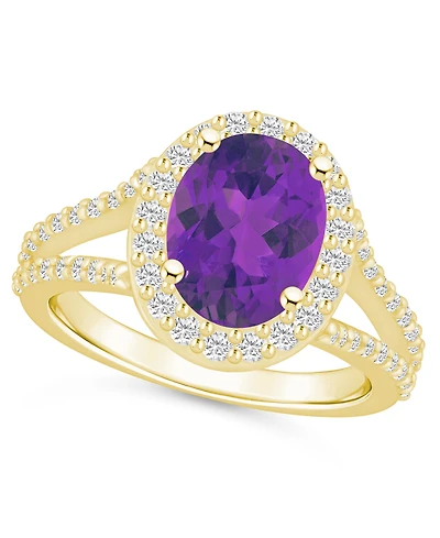 Macy's Amethyst (2-1/2 ct. t.w.) and Diamond (3/4 Halo Ring 14K Yellow Gold